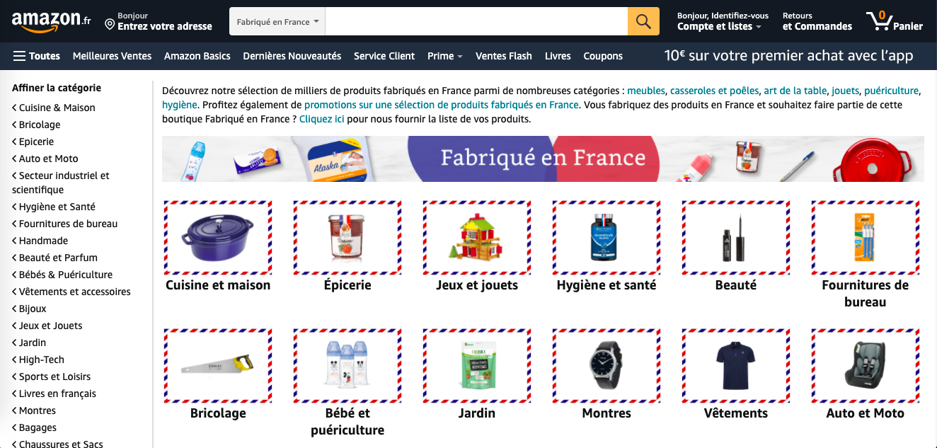 Amazon boutique fabrique en France
